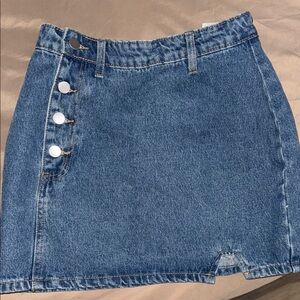 SHEIN Medium Blue Denim Mini Skirt with Side Buttons